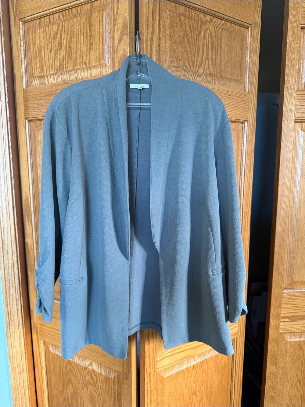 Relaxed Open-Front Women's Blazer Jacket - Olive green